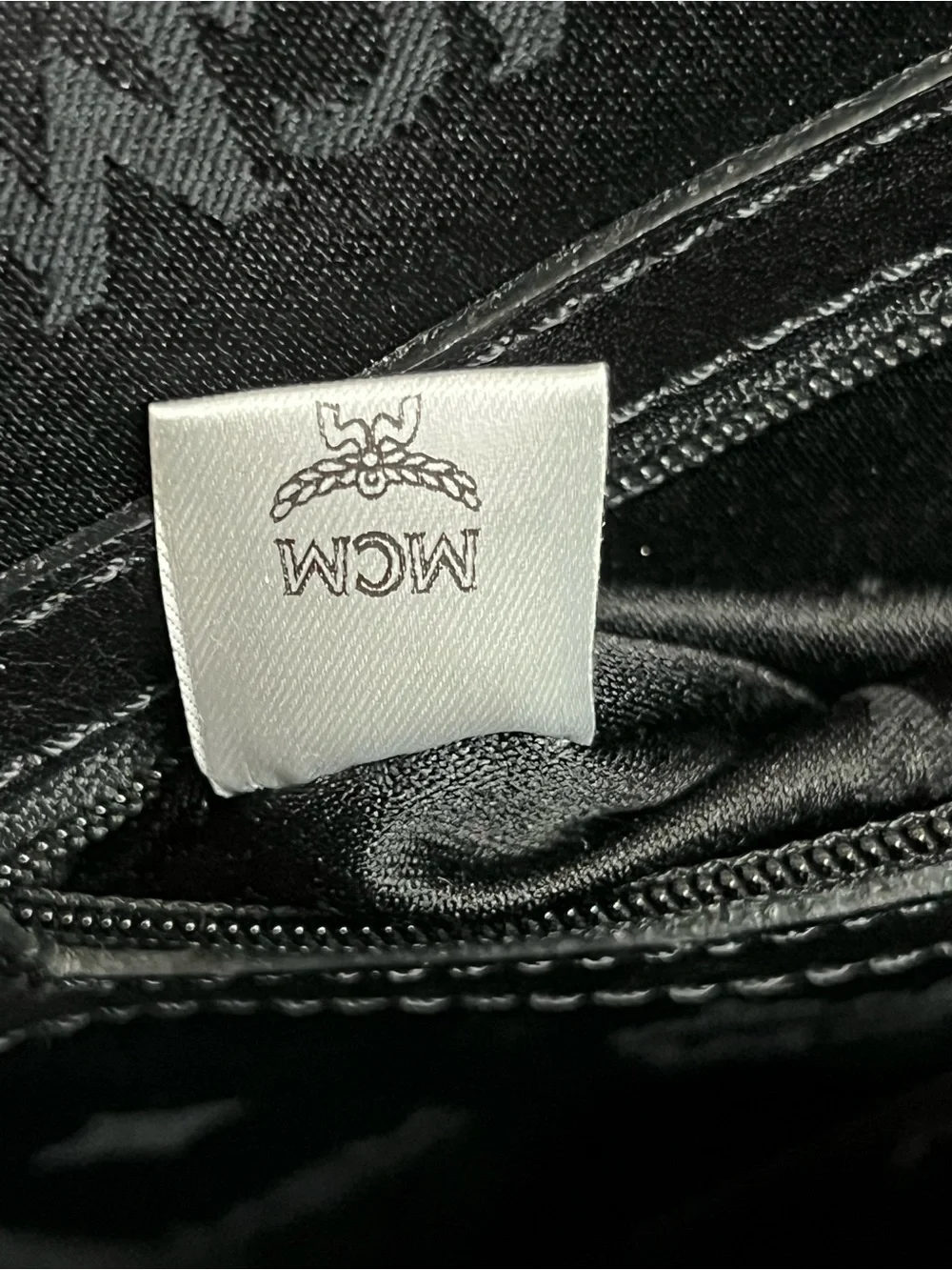 MCM Black and Blue Logo Stripe Briefcase